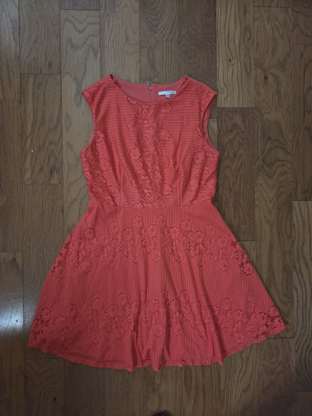 Studio One Coral Lace Fit & Flare Dress